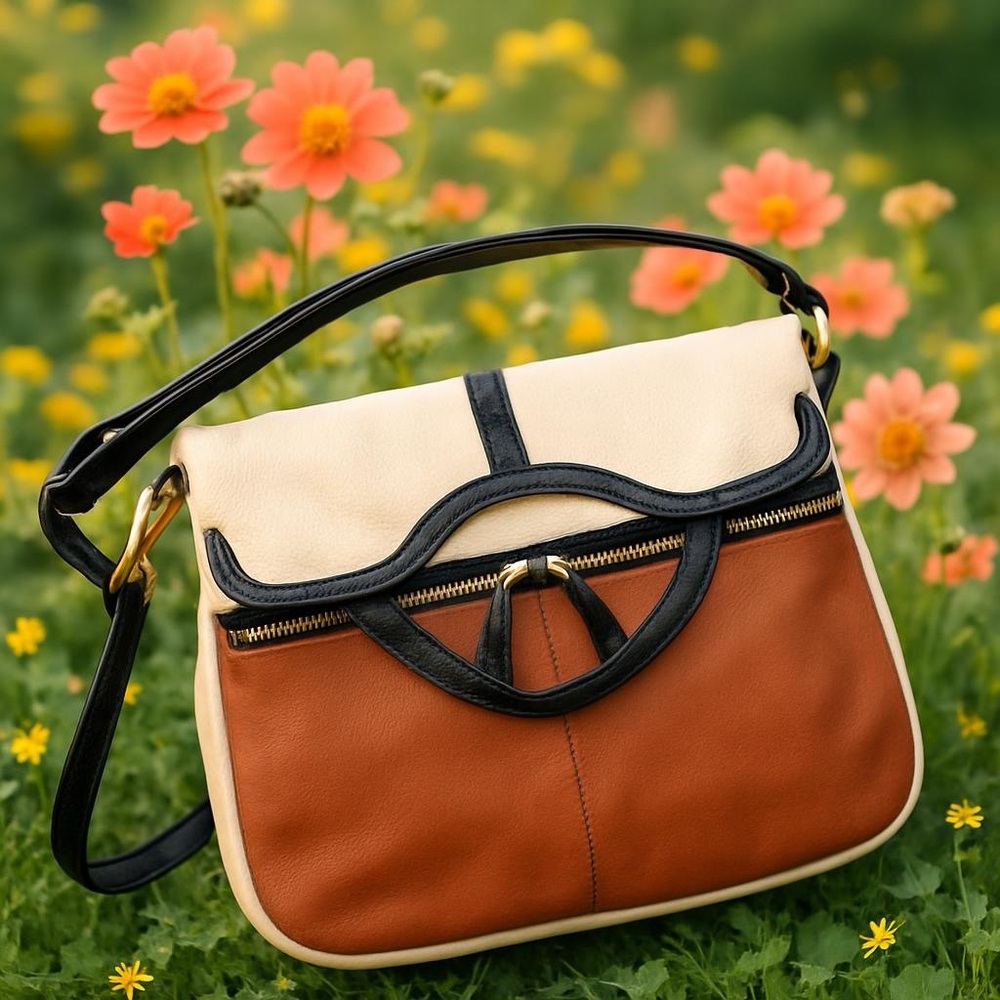 Fossil Two-Tone Leather Shoulder Bag